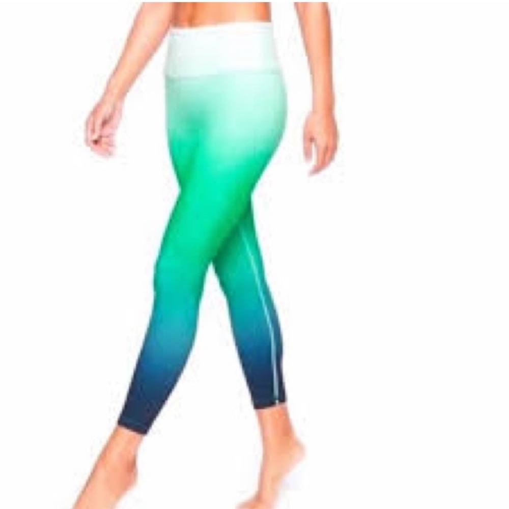 Athleta Green and Blue Ombre Leggings